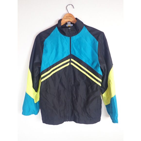 Everlast Neon Tack Jacket Athletic Streetwear Womens Medium Black Colorblocking - Picture 1 of 10